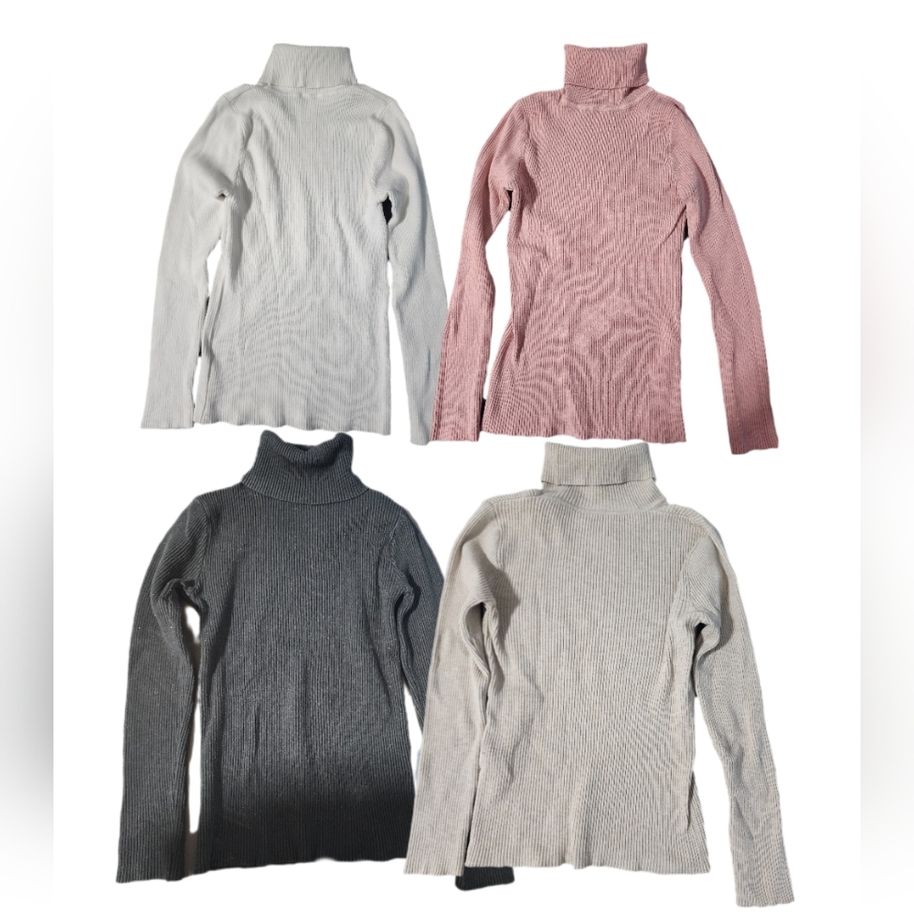 Turtleneck Sweater Lot - Gray, Pink, White, and Tan